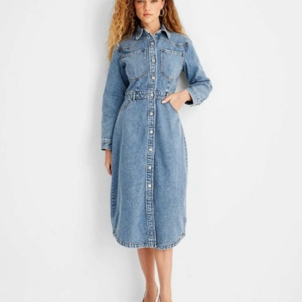 Future Collective Blue Denim Long Sleeve Dress size 4
